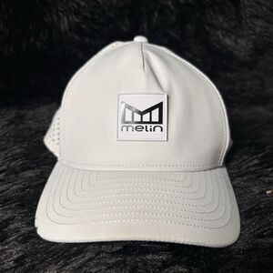 Melin Odyssey Hydro Stacked Hat Cap Snap Back Men CL White Mesh Performance